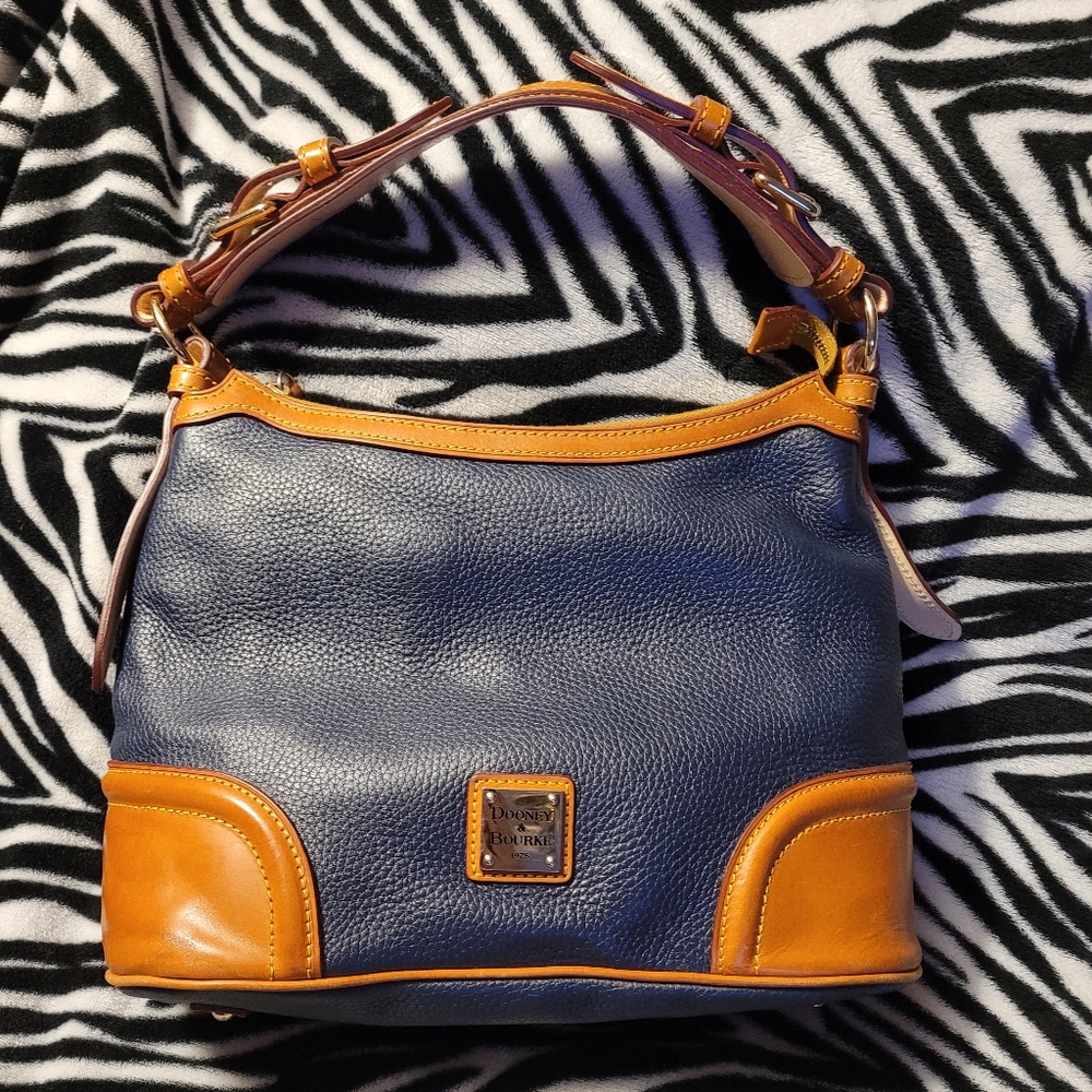 Dooney & Bourke Pebble Grain Hobo Shoulder Bag Midnight Blue & dust bag